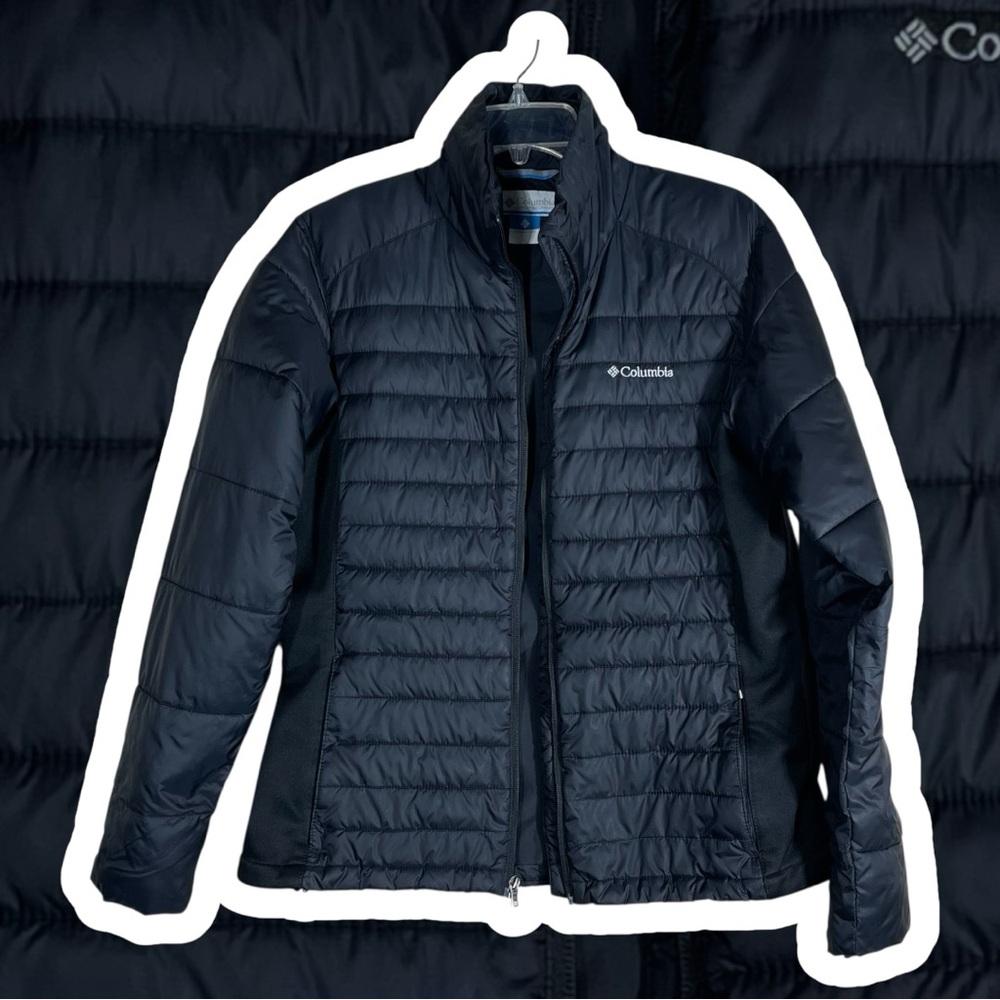 Columbia Powder Pillow Hybrid Black Water Resistant Zip-Up Jacket Size Large - Picture 12 of 16